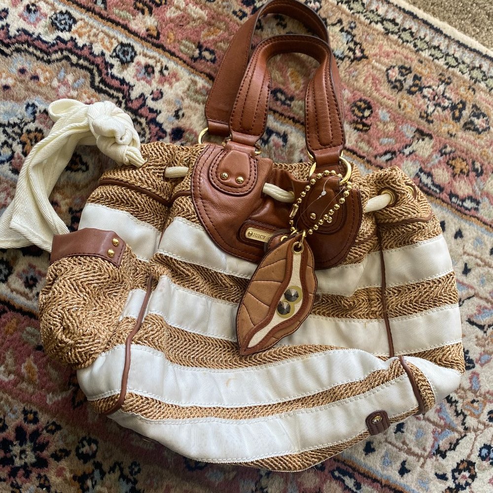 Vintage JUICY COUTURE straw Woven Leather Purse